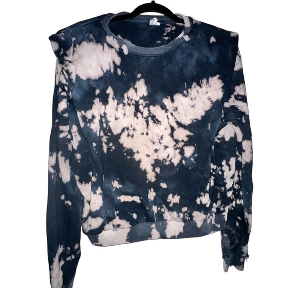 Elan Tie-Dye Sweatshirt - Navy and Off-White with padded shoulders - Picture 1 of 6